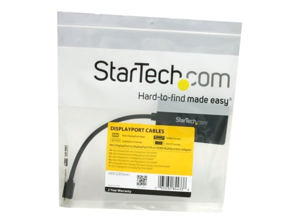 Startech Travel A/V adapter - 3-in-1 Mini DisplayPort to DisplayPort DVI or HDMI converter (MDP2DPDVHD) - Video adapter - Mini DisplayPort hann til...