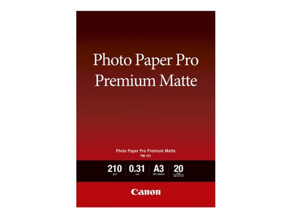 Canon Pro Premium PM-101 - Glatt matt - 310 mikroner - A3 (297 x 420 mm) - 210 g/m² - 20 ark fotopapir - for PIXMA PRO-1, PRO-10, PRO-100