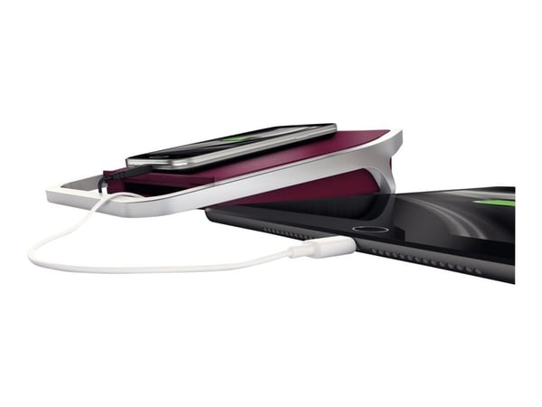Leitz Style - Batterilader / strømadapter + AC-strømadapter - 2.5 A - 2 utgangskontakter (USB) - rubinrød