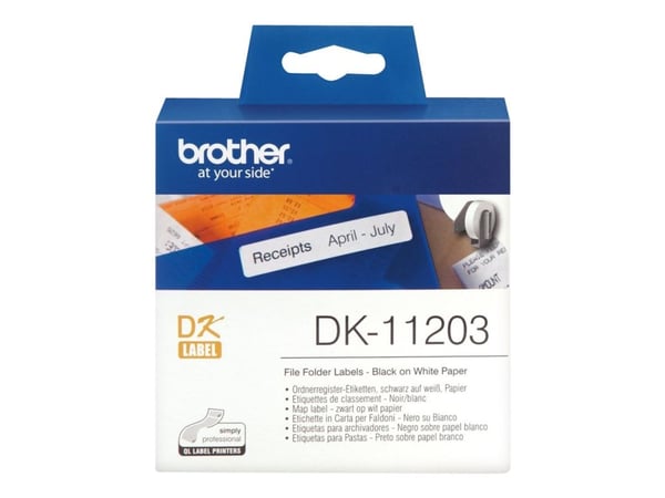 Brother DK-11203 - Svart på hvitt - 17 x 87 mm 300 etikett(er) (1 rull(er) x 300 filmappeetiketter - for Brother QL-1050, QL-500, QL-550, QL-560, Q...