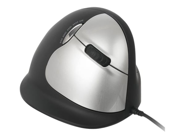 R-Go Ergonomic mouse HE Break - Vertikal mus - ergonomisk - høyrehendt - 5 knapper - kablet - USB - svart