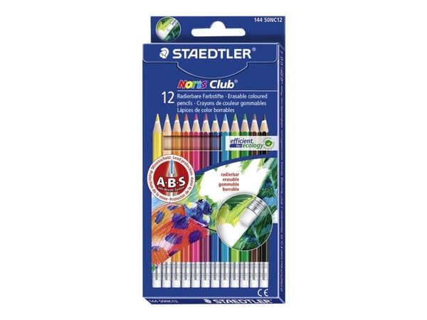 STAEDTLER Noris Club 144 50 - Fargeblyant - assorterte farger - med viskelær (en pakke 12)
