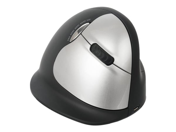 R-Go Ergonomic mouse HE Break - Vertikal mus - ergonomisk - høyrehendt - 5 knapper - trådløs - Bluetooth 5.0 - svart