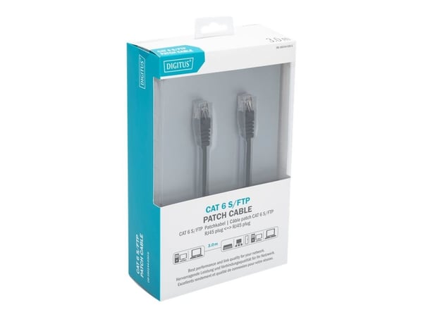 DIGITUS - Patchkabel - RJ-45 (han) til RJ-45 (han) - 3 m - SFTP - CAT 6 - booted, halogenfri, knastfri - lajittelu