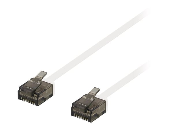 DELTACO - Koblingskabel - RJ-45 (hann) til RJ-45 (hann) - 5 m - UTP - CAT 6a - halogenfri, formstøpt, flat - hvit