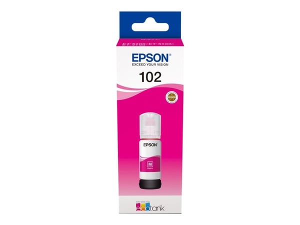 Epson 102 EcoTank Magenta ink bottle, Alkuperäinen, Magenta, Epson, - EcoTank ET-4750 - EcoTank ET-3750 - EcoTank ET-3700 - EcoTank ET-2750 - EcoTa...