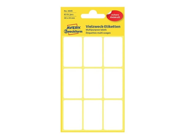 Etiket Avery 3045 hvid 38x24 mm