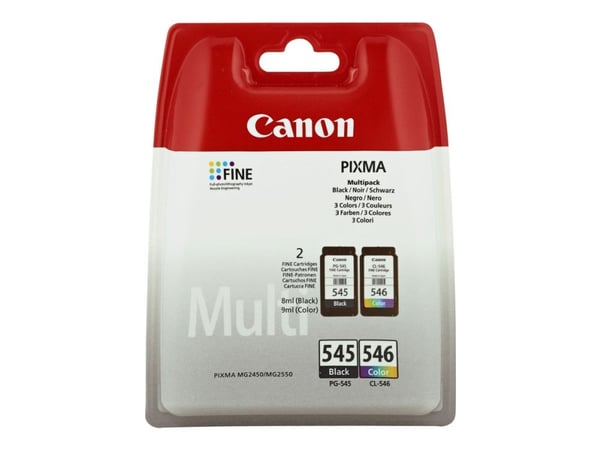 Canon PG-545 / CL-546 Multipack - 2-pack - 8 ml - svart, farge (cyan, magenta, gul) - original - blekkpatron - for PIXMA TR4551, TR4650, TR4651, TS...