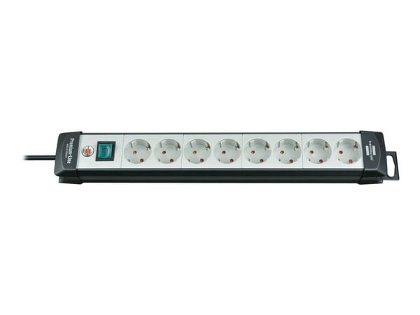 Brennenstuhl 1951580100, 3 m, Muovi, Musta, Harmaa, 8 AC-pistorasia(a), 490 mm, Musta