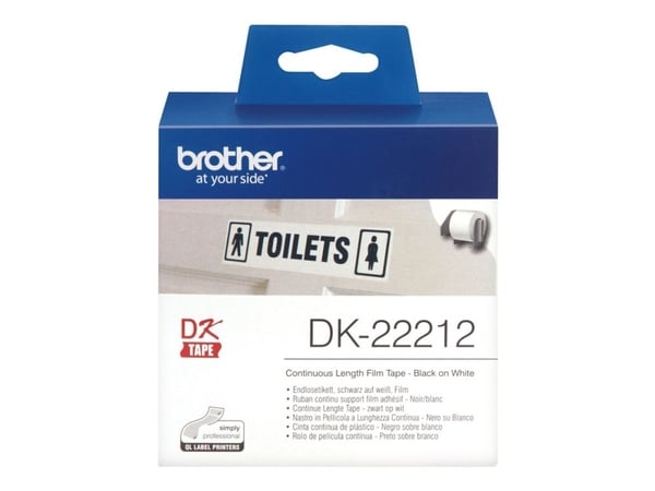 Brother DK-22212 - Permanet adhesiv - hvit - Rull (6,2 cm x 15,2 m) tape - for Brother QL-1050, QL-500, QL-550, QL-560, QL-570, QL-600, QL-650, QL-...