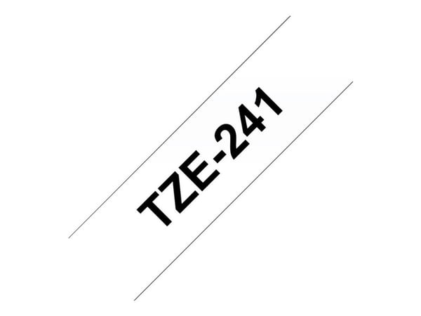 Brother TZe-241 - Standardklebemiddel - svart på hvitt - Rull (1,8 cm x 8 m) 1 kassett(er) laminert teip - for Brother PT-D600; P-Touch PT-18, 2470...