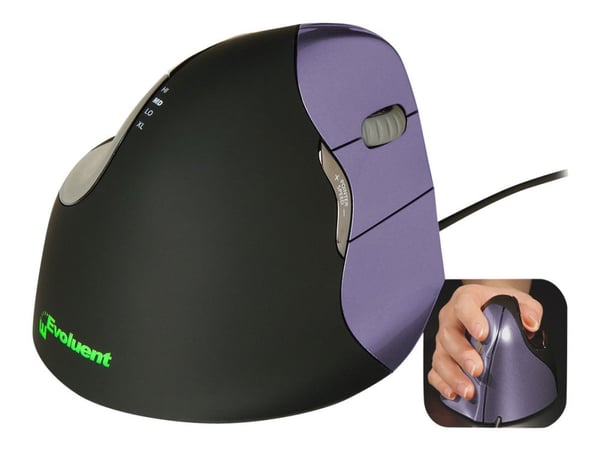 Evoluent VerticalMouse 4 Right - Vertikal mus - högerhänt - laser - 6 knappar - kabelansluten - USB