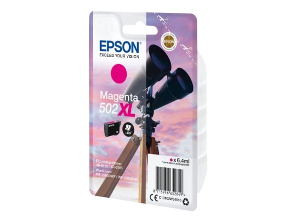Epson 502XL - 6.4 ml - høykapasitets - magenta - original - blære med RF/lyd-alarm - blekkpatron - for Expression Home XP-5100, XP-5150; WorkForce ...