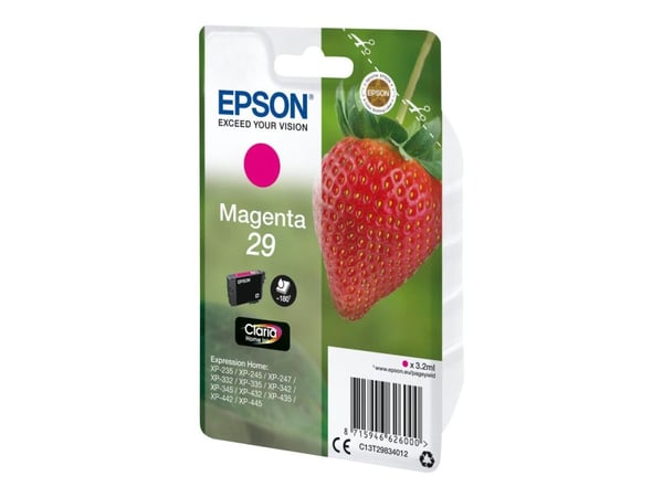 Epson 29 - 3.2 ml - magenta - original - blister - bläckpatron - för Expression Home XP-245, 247, 255, 257, 332, 342, 345, 352, 355, 435, 442, 445,...