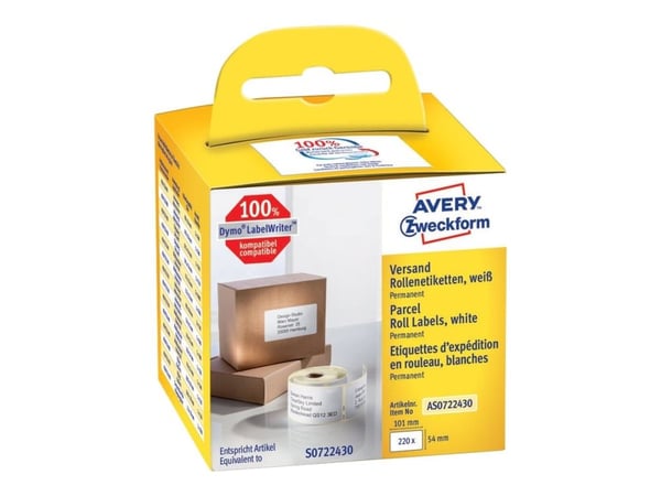 Avery Zweckform - Papir - permanet adhesiv - hvit - 54 x 101 mm 220 etikett(er) (1 rull(er) x 220) merkelapper