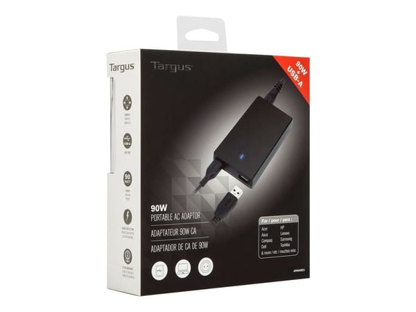 Targus - Strømadapter - AC 100-240 V - 90 watt - utgangskontakter: 2 - Europa - svart - B2B