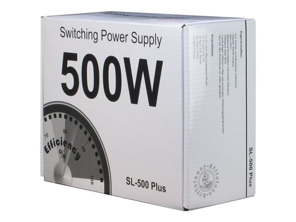 Inter-Tech SL-500 Plus - Nätaggregat (intern) - ATX12V 2.4 - AC 230 V - 500 Watt - aktive PFC