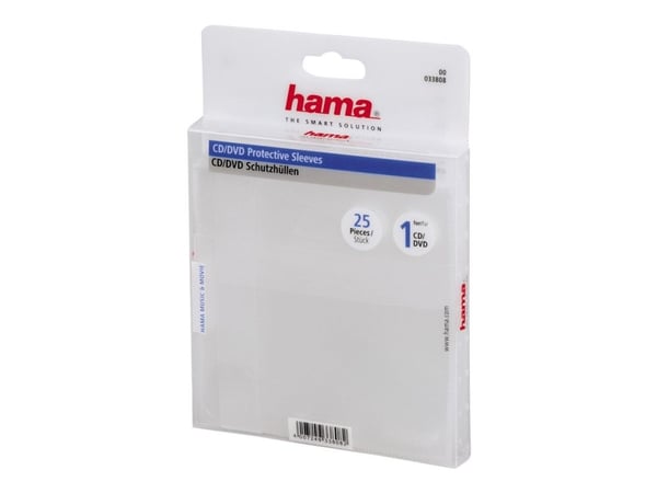 Hama CD/DVD Protective Sleeves, Pack of 25, 25 levyt, Läpinäkyvä, 190 mm, 136 mm, 18 mm, 141 g Hama CD/DVD Protective Sleeves, Pack of 25, 25 levyt, Läpinäkyvä, 190 mm, 136 mm, 18 mm, 141 g