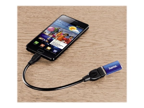 Hama USB 2.0 adapterikaapeli - USB-kaapeli - USB (hun) til Micro-USB Type B (han) - 15 cm - lajittelu - Samsung Galaxy S II:lle