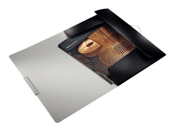 Leitz Style - 3-flikhållare - ryggbredd: 15 mm - för A4 (210 x 297 mm) - kapacitet: 150 ark - svart satäng