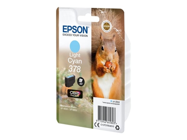 Epson 378 - 4.8 ml - lys cyan - original - blister - blekkpatron - for Expression Home XP-8605, XP-8606; Expression Photo XP-8500, XP-8505, XP-8700
