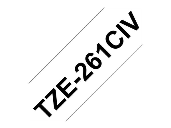 Brother TZe-261 - Svart på hvitt - Rull (3,6 cm x 8 m) 1 kassett(er) laminert teip (en pakke 20) - for P-Touch PT-3600, 530, 550, 9200, 9400, 9500,...