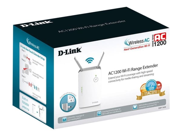 D-Link DAP-1620 - Rekkeviddeutvider for Wi-Fi - 1GbE - Wi-Fi 5 - 2.4 GHz, 5 GHz