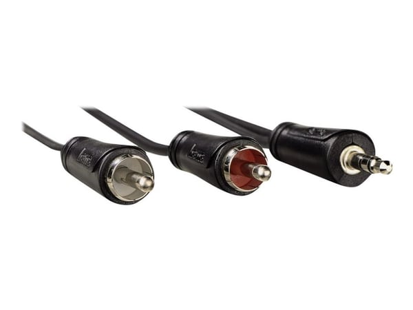 Hama - Lydkabel - RCA x 2 hann til mini-phone stereo 3.5 mm hann - 5 m - skjermet - svart