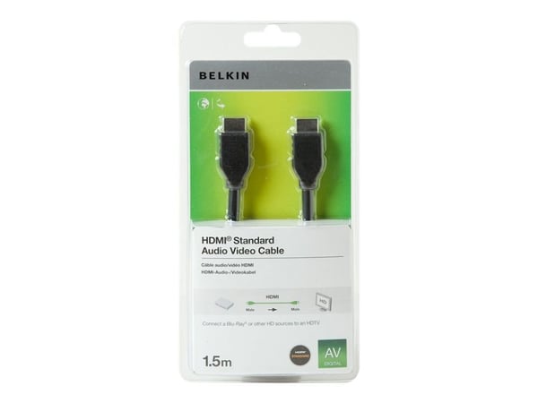 Belkin Standard - HDMI-kabel - HDMI hann til HDMI hann - 1.5 m - dobbeltisolert - svart - 4K-støtte