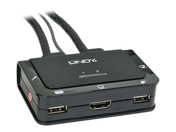 Lindy Compact 2 Port KVM Switch - KVM-svitsj - 2 x KVM/lyd/USB - 1 lokalbruker - stasjonær