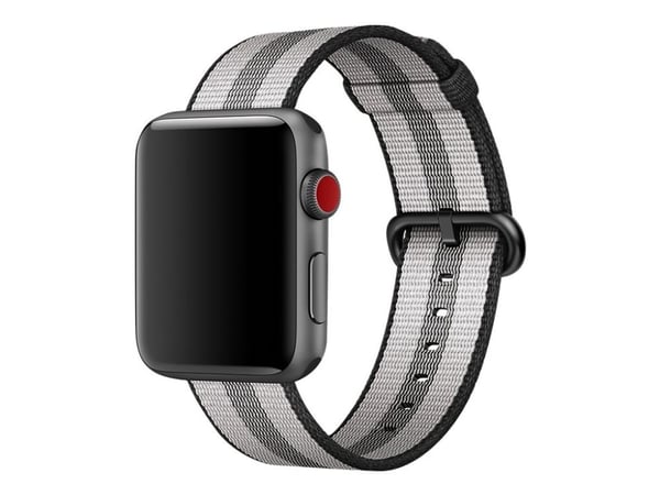 Musta (raidallinen) Apple Woven Nylon Strap 42 mm:n kotelolle (MQVR2ZM/A)