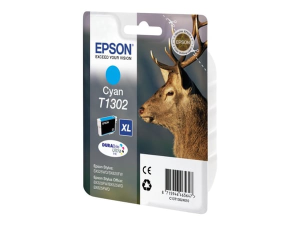 Epson T1302 - 10.1 ml - cyan - original - hengepakke - blekkpatron (alternativ for: Epson T1302) - for Stylus Office BX630, BX635, BX935; WorkForce...