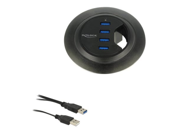 Delock In-Desk Hub - Keskitin - 4 x SuperSpeed USB 3.0 - työpöytätietokoneet
