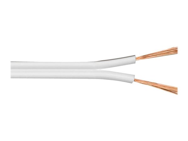 MicroConnect - Högtalarkabel - 1,5 mm² - bar ledning till bar ledning - 100 m - vit - CCA (kopparpläterad aluminium)