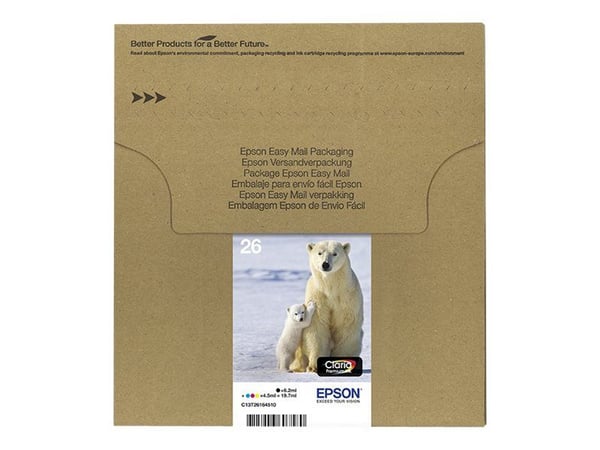 Epson Polar bear Multipack 4-colours 26 EasyMail, Perusvärintuotto, Väriainepohjainen muste, Väripohjainen muste, 6,2 ml, 4,5 ml, 1 kpl