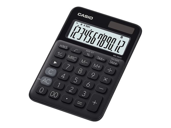 Casio MS-20UC - Skrivbordskalkylator - 12 siffror - solcellspanel, batteri - svart