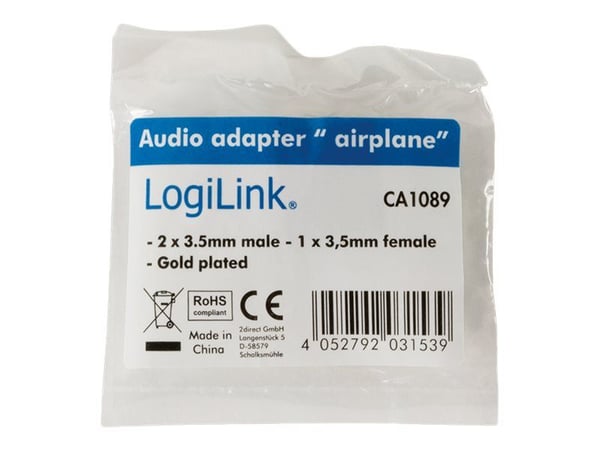 LogiLink - Fly-audioadapter - mono-ministik (han) til mini-telefonstereo 3,5 mm (hun)