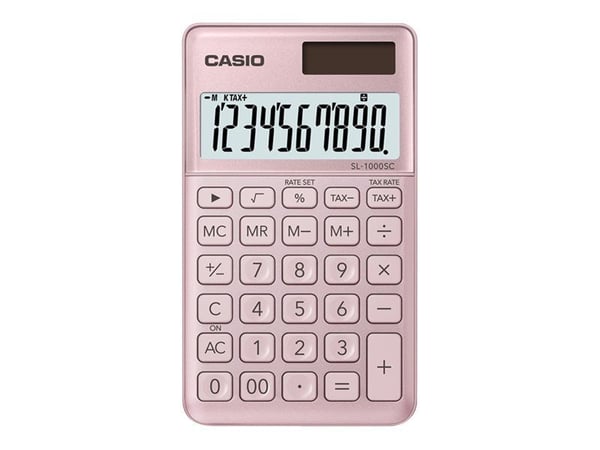 Casio SL-1000SC - Kalkulator - 10 sifre - solcellepanel, batteri - rosa