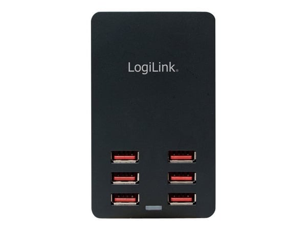 LogiLink Table Charger - Strømadapter - 32 watt - 6.4 A - 6 utgangskontakter (6 x USB) - svart