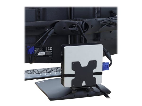 Ergotron - Mini PC-montering - monterbar under skrivebord, stangmonterbar, veggskinnemonterbar, VESA-brakett kan monteres - svart - for Ergotron NX...