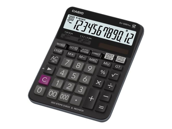 Casio DJ-120D Plus - Skrivebordskalkulator - 12 sifre - batteri, solpanel
