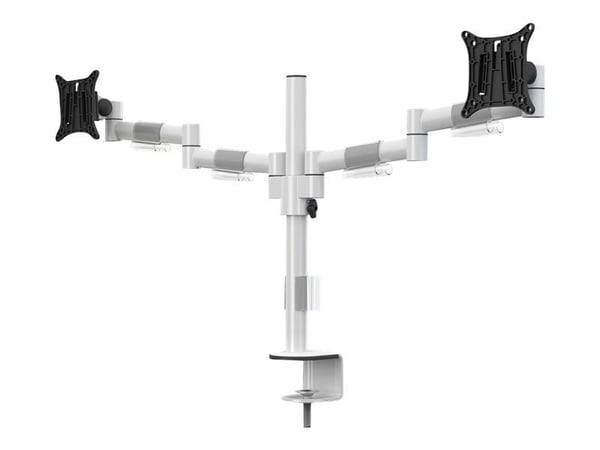 Multibrackets M VESA Deskmount Officeline Dual - Monteringssett - for 2 LCD-skjermer - stål - hvit - skjermstørrelse: 15"-30" - skrivebordsmonterbar