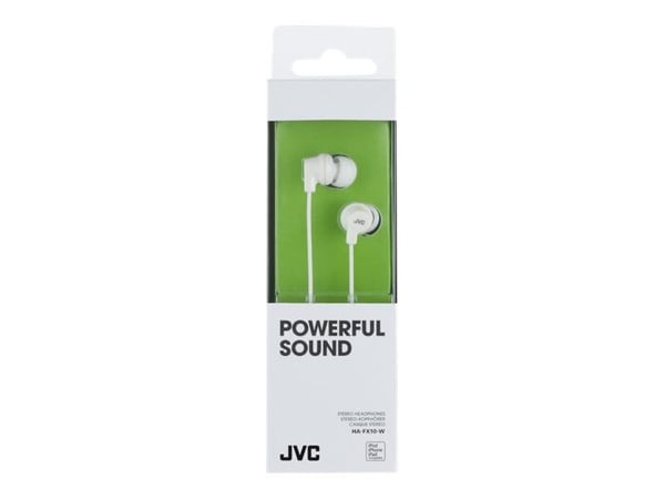 JVC HA-FX10 - Hörlurar - inuti örat - kabelansluten - 3,5 mm kontakt - vit
