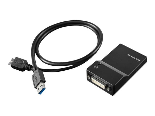 Lenovo USB 3.0 to DVI/VGA Monitor Adapter - Ekstern videoadapter - USB 3.0 - DVI