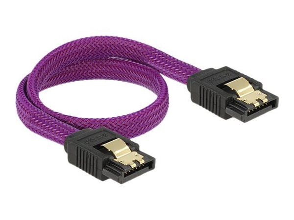 Delock Premium - SATA-kabel - Serial ATA 150/300/600 - SATA (hann) til SATA (hann) - 30 cm - låst - purpur