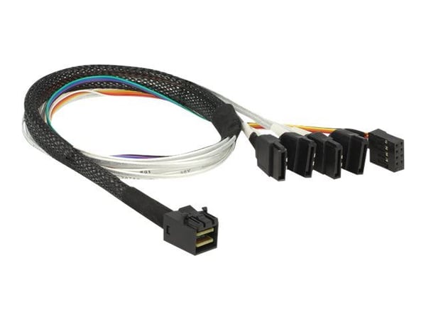 Delock - SAS intern kabel - SAS 6Gbit/s - 4 x Mini SAS HD (SFF-8643) til SATA, sidebånd - 50 cm