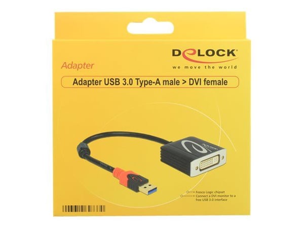 Delock - Ekstern videoadapter - USB 3.0 - DVI - svart - løsvekt
