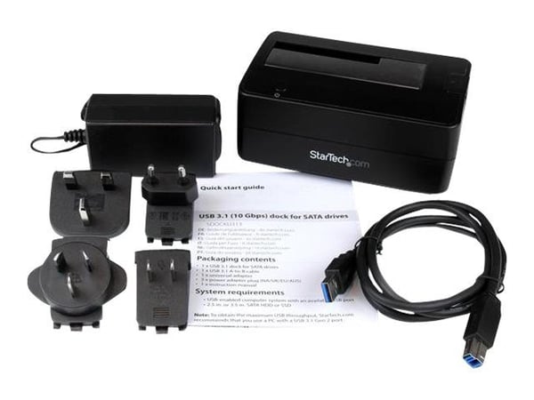 Startech USB 3.1 (10Gbps) Single-Bay Dock for 2.5"/3.5" SATA SSD/HDD - USB 3.1 Hard Drive Docking Station with UASP (SDOCKU313) - Diskkontroller - ...