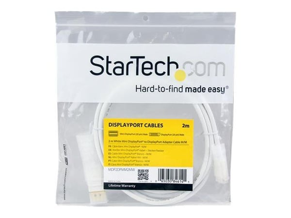 StarTech 2m 6 ft White Mini DisplayPort to DisplayPort 1.2 Adapter Cable M/M - DisplayPort 4k with HBR2 support - Mini DP to DP Cable (MDP2DPMM2MW)...