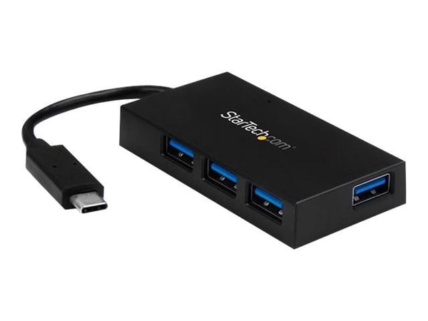 StarTech.com HB30C4AFS, USB 3.2 Gen 1 (3.1 Gen 1) Type-C, USB 3.2 Gen 1 (3.1 Gen 1) Type-A, 5000 Mbit/s, Musta, Muovi, Teho
